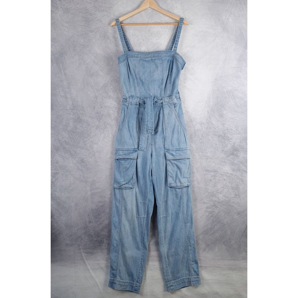 Free People Light Blue Denim Jumpsuit